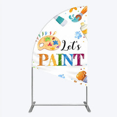 Lofaris Colorful Paint Palette and Brushes Half Moon Arch Backdrop Let’s Art Party for Birthday Celebration