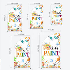 Lofaris Colorful Paint Palette and Brushes Half Moon Arch Backdrop Let’s Art Party for Birthday Celebration