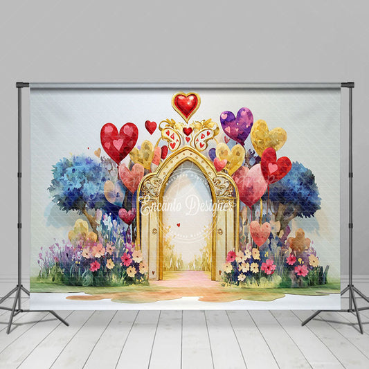 Lofaris Colorful Painted Arch Floral Valentines Day Backdrop