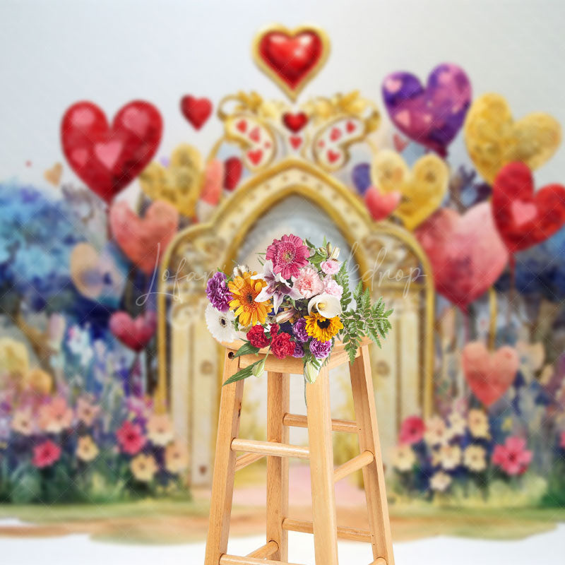Lofaris Colorful Painted Arch Floral Valentines Day Backdrop