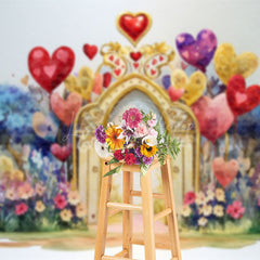 Lofaris Colorful Painted Arch Floral Valentines Day Backdrop