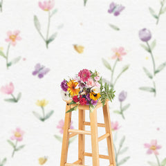 Lofaris Colorful Painted Floral Butterfly Cake Smash Backdrop