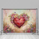 Lofaris Colorful Painted Floral Love Heart Romantic Backdrop