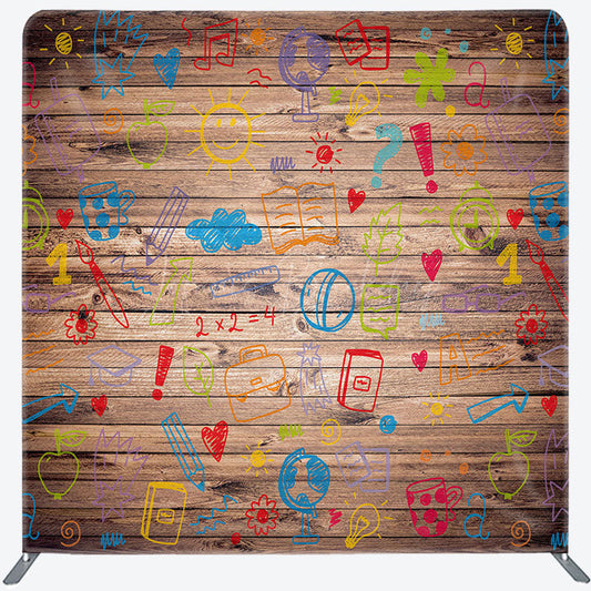 Lofaris Colorful Painting Wood Grain Square Tension Backdrop