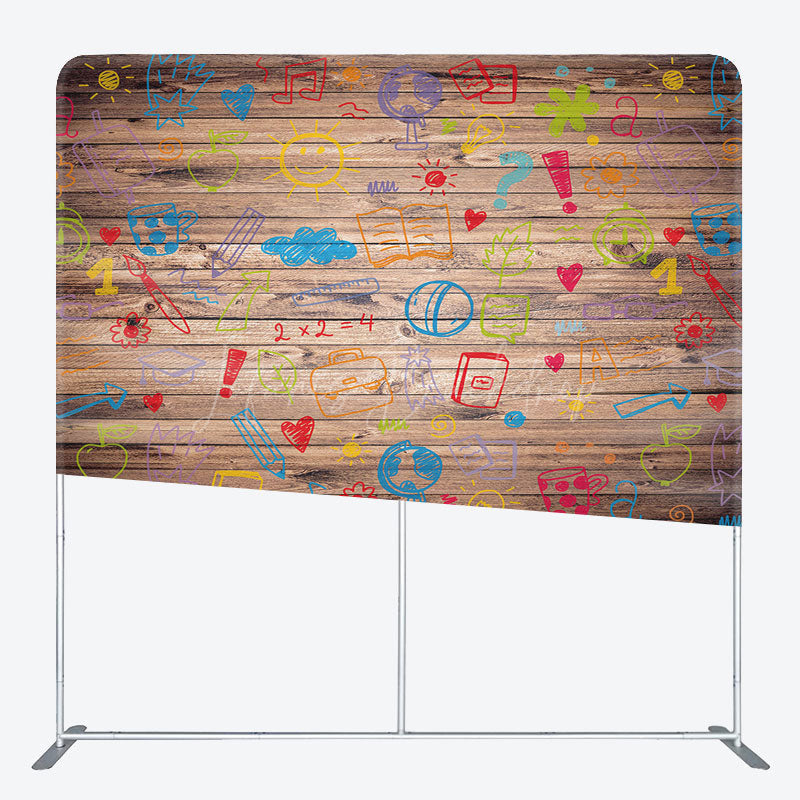 Lofaris Colorful Painting Wood Grain Square Tension Backdrop