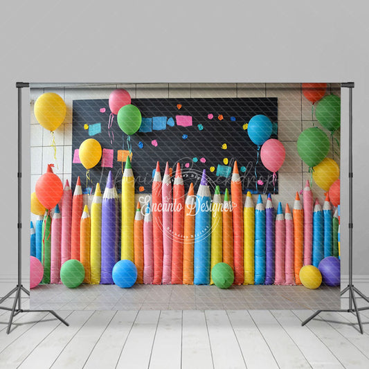 Lofaris Colorful Pens Chalkboard Back To School Backdrop