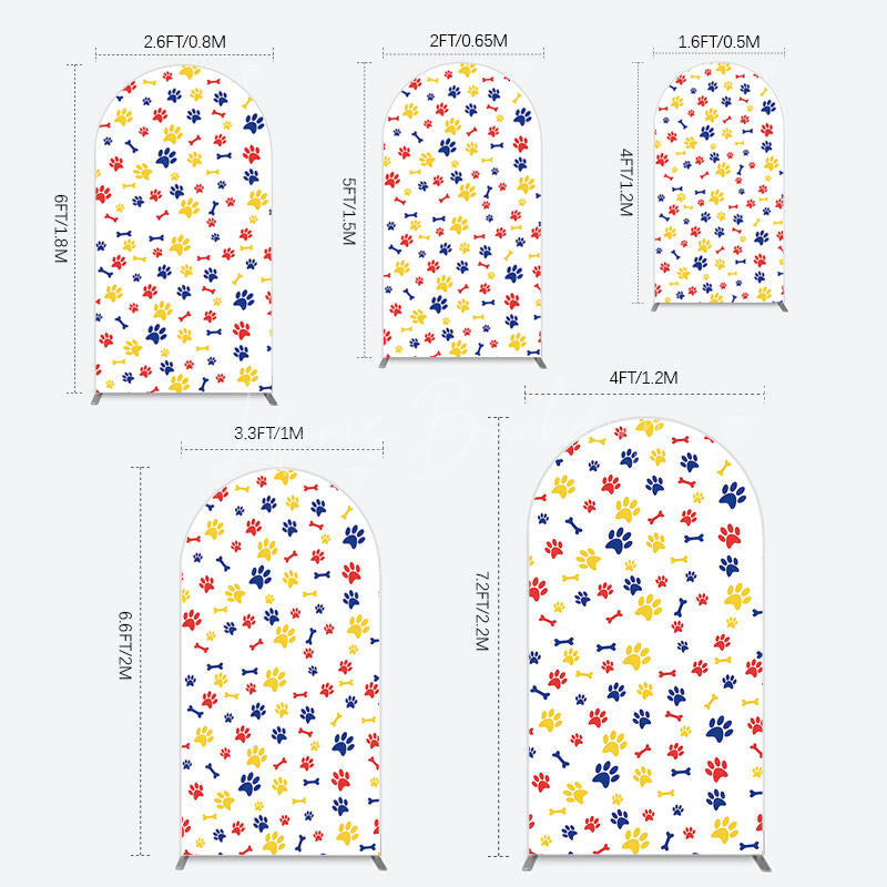 Lofaris Colorful Pet Paw Print Happy Birthday Arch Backdrop