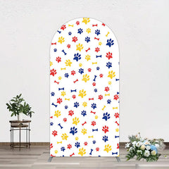 Lofaris Colorful Pet Paw Print Happy Birthday Arch Backdrop