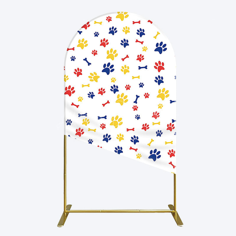 Lofaris Colorful Pet Paw Print Happy Birthday Arch Backdrop