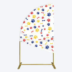 Lofaris Colorful Pet Paw Print Happy Birthday Half Moon Arch Backdrop