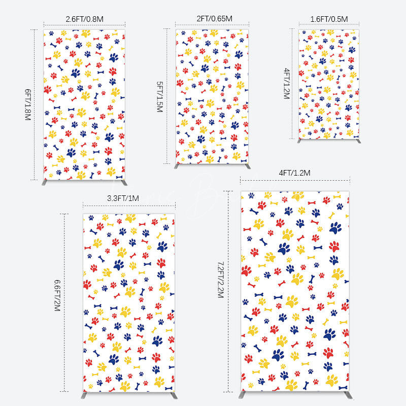 Lofaris Colorful Pet Paw Print Happy Birthday Rectangle Backdrop