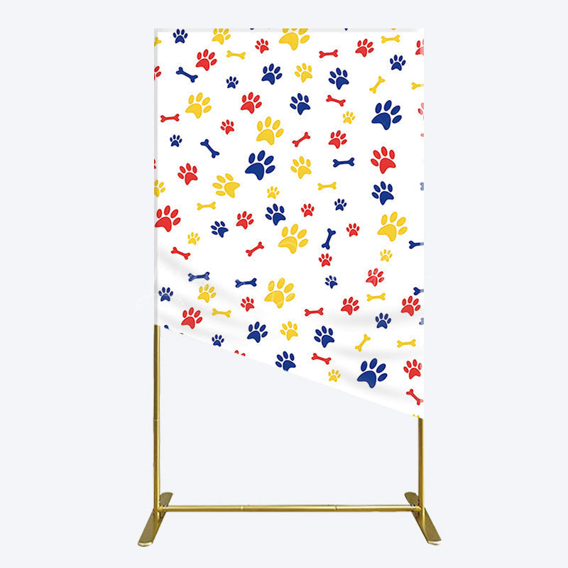 Lofaris Colorful Pet Paw Print Happy Birthday Rectangle Backdrop