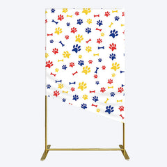 Lofaris Colorful Pet Paw Print Happy Birthday Rectangle Backdrop