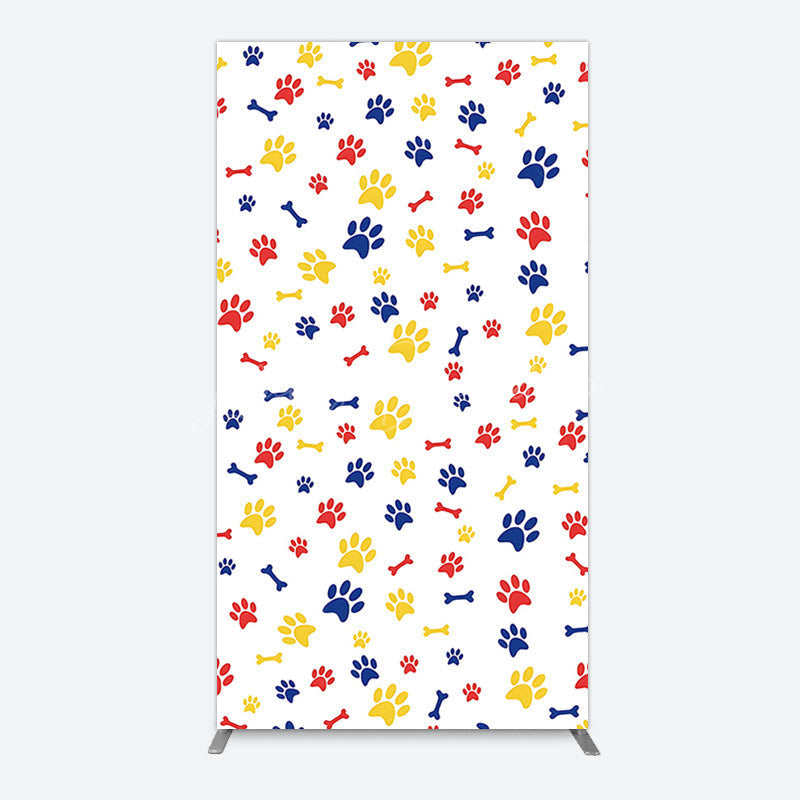 Lofaris Colorful Pet Paw Print Happy Birthday Rectangle Backdrop