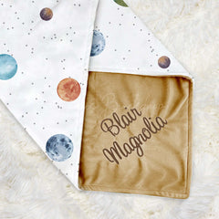 Lofaris Colorful Planets White Galaxy Minky Baby Blanket