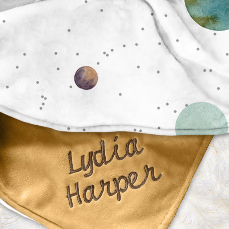 Lofaris Colorful Planets White Galaxy Minky Baby Blanket