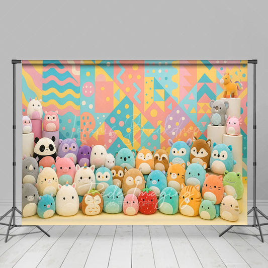 Lofaris Colorful Plush Dollhouse Birthday Cake Smash Backdrop