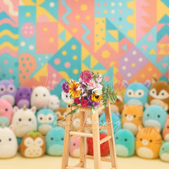 Lofaris Colorful Plush Dollhouse Birthday Cake Smash Backdrop