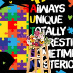 Lofaris Colorful Puzzle Kid Brain Autism Awareness Backdrop