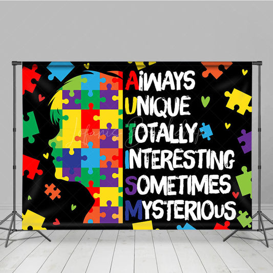 Lofaris Colorful Puzzle Kid Brain Autism Awareness Backdrop