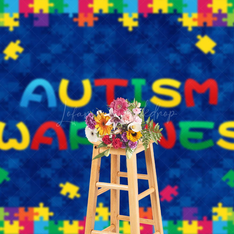 Lofaris Colorful Puzzle Spreading Autism Awareness Backdrop