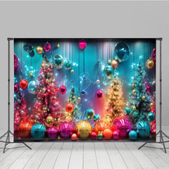 Lofaris Colorful Rainbow Christmas Photography Backdrop Funky and Vibrant with Neon Lights Modern Holiday Photo Booth