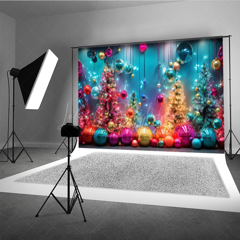 Lofaris Colorful Rainbow Christmas Photography Backdrop Funky and Vibrant with Neon Lights Modern Holiday Photo Booth