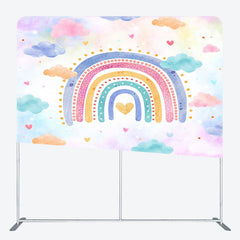 Lofaris Colorful Rainbow Clouds Birthday Pillow Case Backdrop
