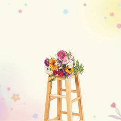 Lofaris Colorful Rainbow Floral Cake Smash Photo Backdrop