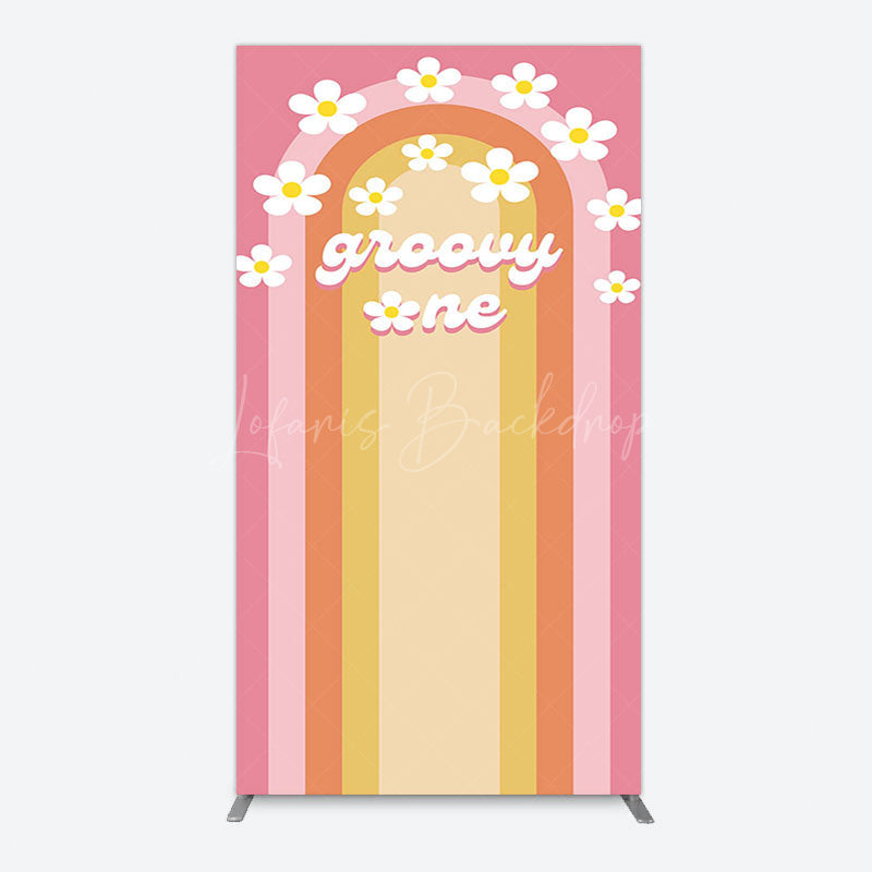 Lofaris Colorful Rainbow Floral Groovy One Arch Backdrop