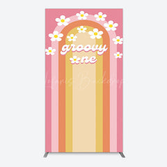 Lofaris Colorful Rainbow Floral Groovy One Arch Backdrop