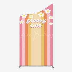 Lofaris Colorful Rainbow Floral Groovy One Arch Backdrop