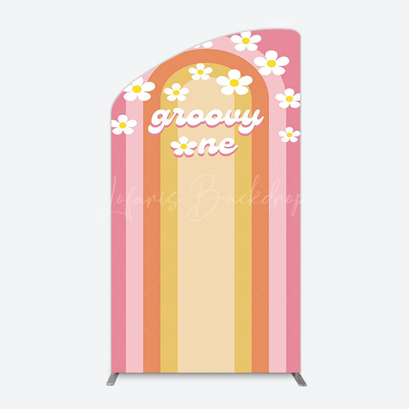 Lofaris Colorful Rainbow Floral Groovy One Arch Backdrop