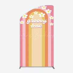 Lofaris Colorful Rainbow Floral Groovy One Arch Backdrop