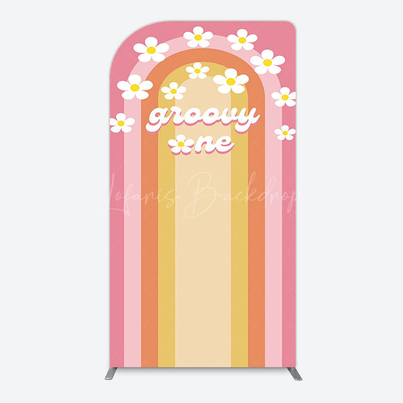 Lofaris Colorful Rainbow Floral Groovy One Arch Backdrop