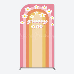 Lofaris Colorful Rainbow Floral Groovy One Arch Backdrop