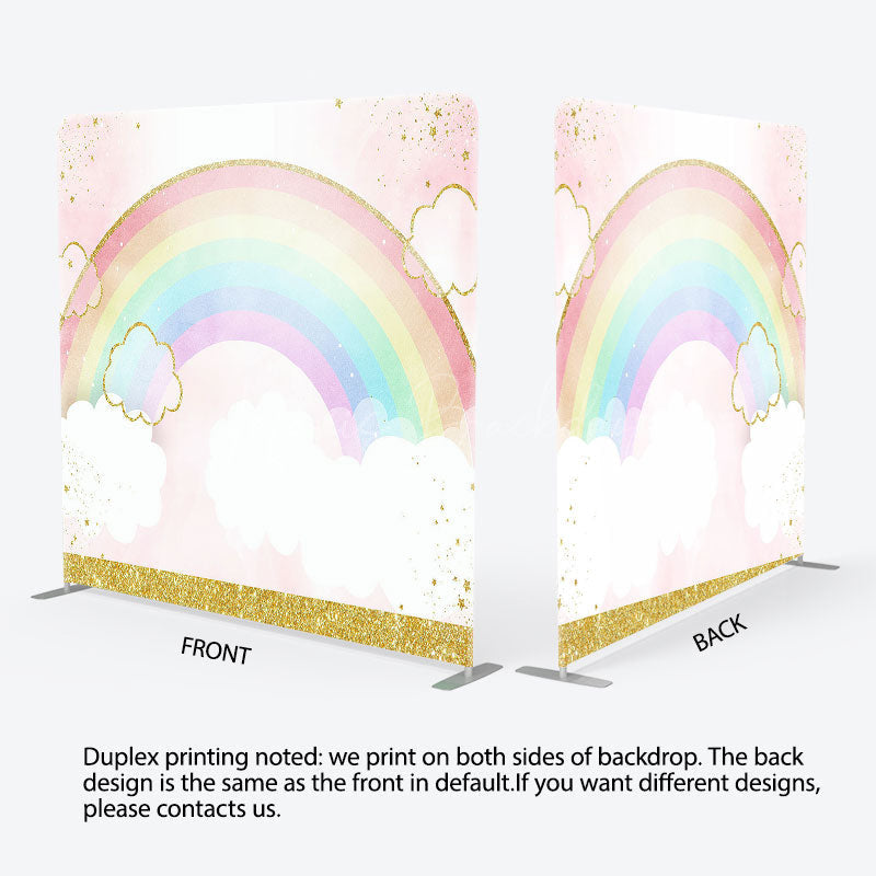 Lofaris Colorful Rainbow Gold Glitter Pillow Case Backdrop