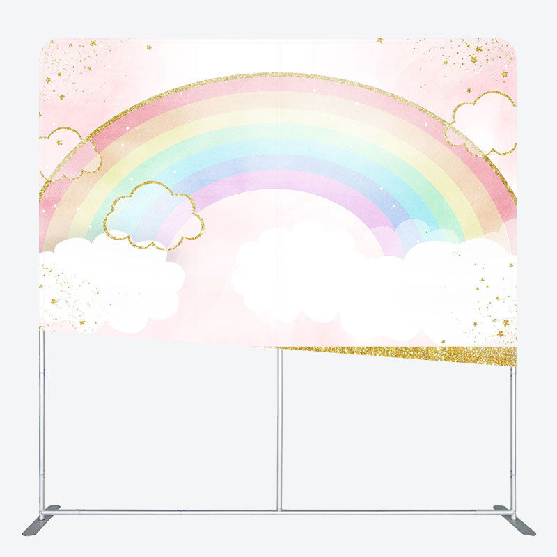 Lofaris Colorful Rainbow Gold Glitter Pillow Case Backdrop