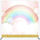Lofaris Colorful Rainbow Gold Glitter Pillow Case Backdrop