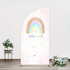 Lofaris Colorful Rainbow Love Rain Birthday Half Moon Arch Backdrop
