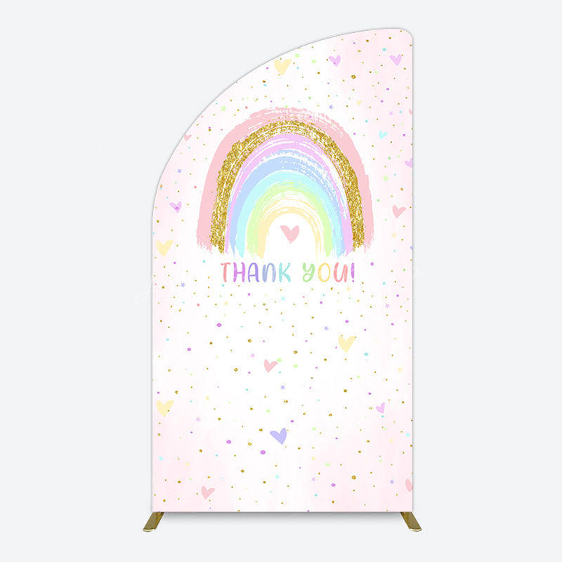 Lofaris Colorful Rainbow Love Rain Birthday Half Moon Arch Backdrop