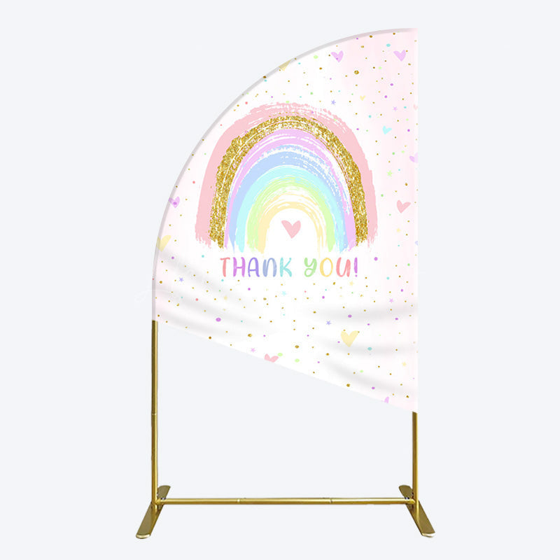 Lofaris Colorful Rainbow Love Rain Birthday Half Moon Arch Backdrop