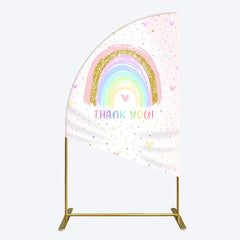 Lofaris Colorful Rainbow Love Rain Birthday Half Moon Arch Backdrop