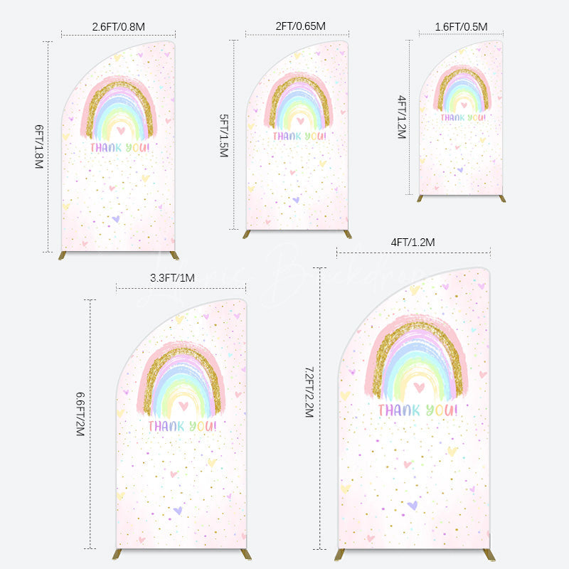 Lofaris Colorful Rainbow Love Rain Birthday Half Moon Arch Backdrop