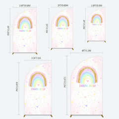 Lofaris Colorful Rainbow Love Rain Birthday Half Moon Arch Backdrop
