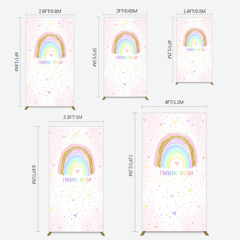 Lofaris Colorful Rainbow Love Rain Birthday Rectangle Backdrop
