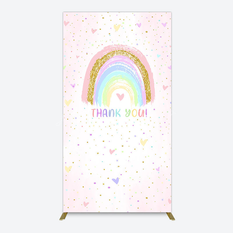 Lofaris Colorful Rainbow Love Rain Birthday Rectangle Backdrop
