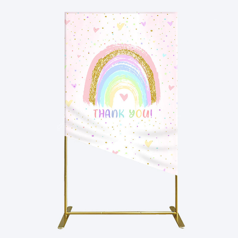 Lofaris Colorful Rainbow Love Rain Birthday Rectangle Backdrop