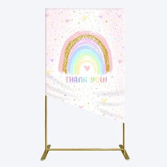 Lofaris Colorful Rainbow Love Rain Birthday Rectangle Backdrop