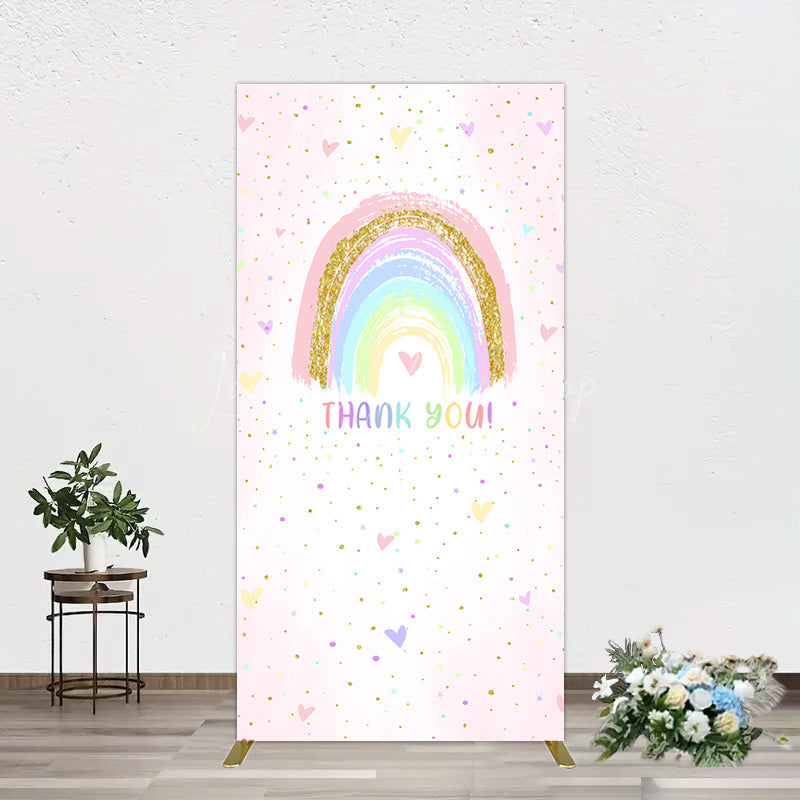 Lofaris Colorful Rainbow Love Rain Birthday Rectangle Backdrop